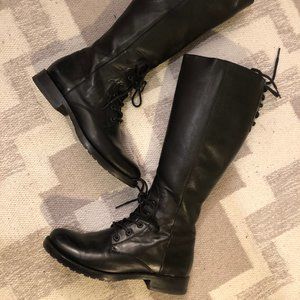 Frye Natalie Combat Tall (Black Leather)